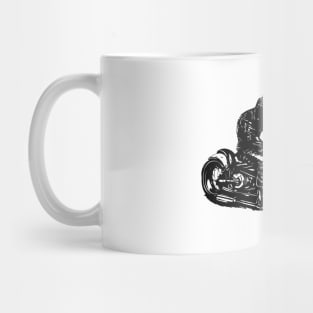 stencil art old motorcycle retro black and white Mug